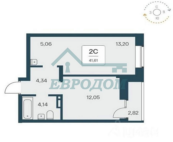 2-комн. квартира, 41.6 кв.м
