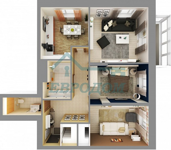 3-комн. квартира, 90.24 кв.м