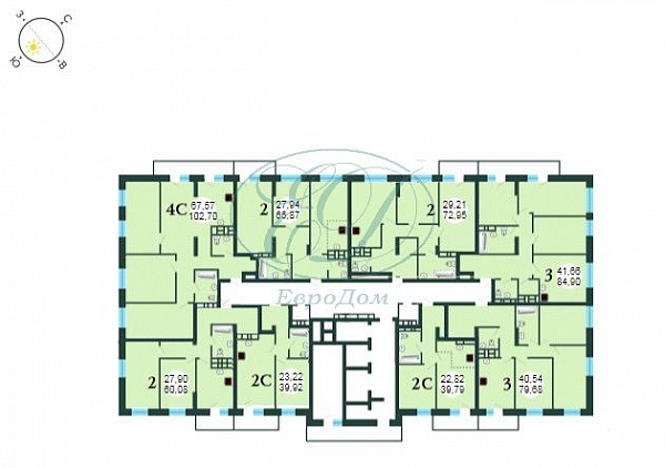 2-комн. квартира, 39.79 кв.м