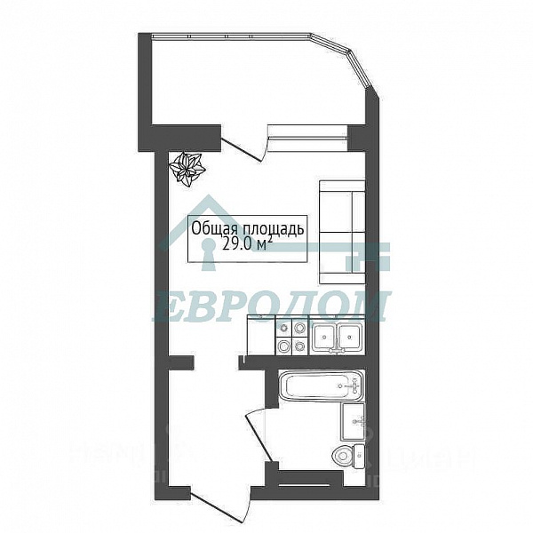 1-комн. квартира, 30 кв.м