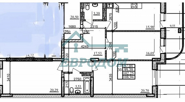 3-комн. квартира, 102.25 кв.м